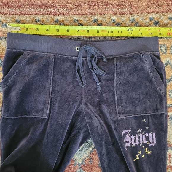Juicy Couture Y2K Velour Flare Pant Front And Back Pockets Small Purple Gold Vtg - Picture 8 of 9